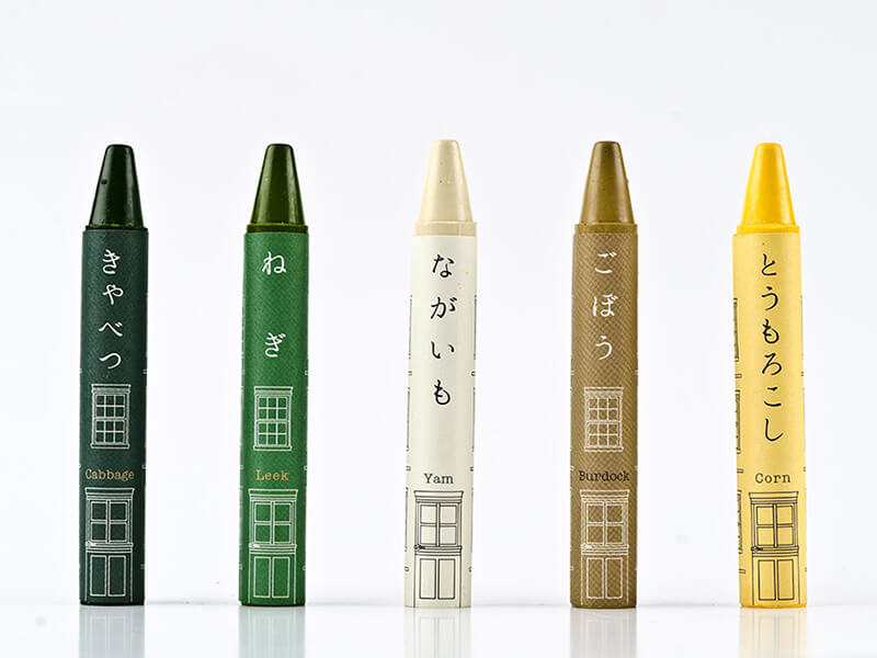 Vegetable Crayons made from rice and vegetable waste - 10 pencil shape crayons